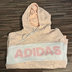 Adidas Light Pink/Peach Hoodie with Pink & White Accents